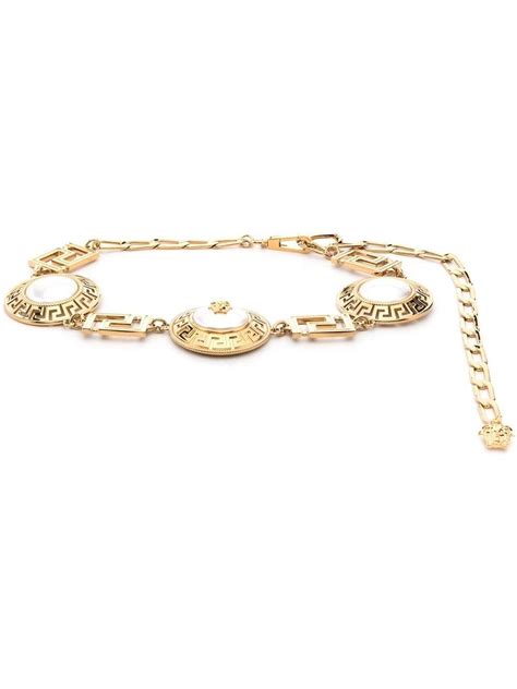 versace riem goud|Versace la medusa croco reliëf riem .